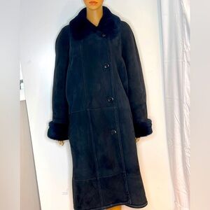 Fantazia Sz 14-16 A-Line Real Shearling 3/4 Length Coat